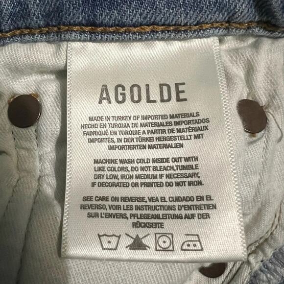 Agolde Riley High Rise Straight Crop Button Fly Jeans in Shiver Size 24 - Picture 7 of 10